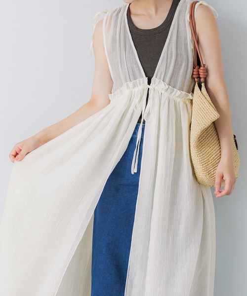 coca（coca）（コカ）の「シアーギャザーロングジレ（ワンピース・レディース・ブラック/アイボリー・ONE SIZE）」の13枚目の写真