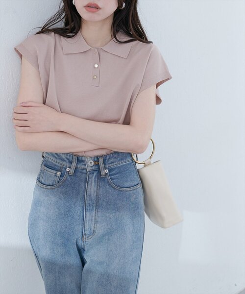 natural couture(ナチュラルクチュール)の「衿付き配色ライン入りニット(ニット/セーター・レディース・オフホワイト/ブラック/サックスブルー/ベージュ/イエロー・FREE)」の9枚目の写真
