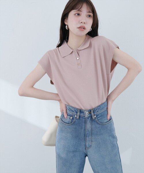 natural couture(ナチュラルクチュール)の「衿付き配色ライン入りニット(ニット/セーター・レディース・オフホワイト/ブラック/サックスブルー/ベージュ/イエロー・FREE)」の8枚目の写真