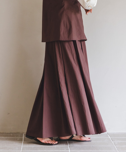 【新品】noble タックボリュームコットンスカート ブラウン NOBLE｜タックボリュームコットンスカート | Rakuten Fashion