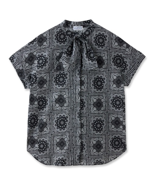 LA MARINE FRANCAISE（マリン フランセーズ）の「ミラクルウェーブボウタイブラウス（シャツ/ブラウス・レディース・ブラック/ホワイト/ネイビー・FREE）」の2枚目の写真