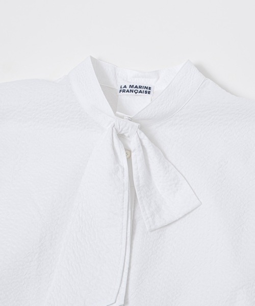 LA MARINE FRANCAISE（マリン フランセーズ）の「ミラクルウェーブボウタイブラウス（シャツ/ブラウス・レディース・ブラック/ホワイト/ネイビー・FREE）」の8枚目の写真