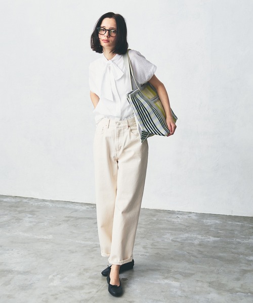 LA MARINE FRANCAISE（マリン フランセーズ）の「ミラクルウェーブボウタイブラウス（シャツ/ブラウス・レディース・ブラック/ホワイト/ネイビー・FREE）」の4枚目の写真