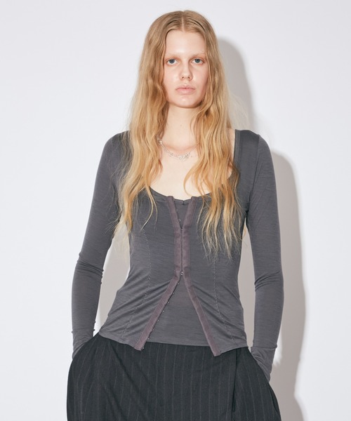 double-frontwashablewool jersey cardigan