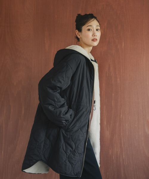 GLOBAL WORK（グローバルワーク）の「撥水キルトファーコート/499671（ブルゾン・レディース・モカ/ブラック・MEDIUM/LARGE）」の2枚目の写真