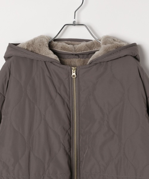 GLOBAL WORK（グローバルワーク）の「撥水キルトファーコート/499671（ブルゾン・レディース・モカ/ブラック・MEDIUM/LARGE）」の3枚目の写真