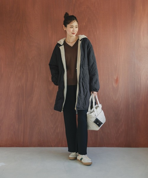 GLOBAL WORK（グローバルワーク）の「撥水キルトファーコート/499671（ブルゾン・レディース・モカ/ブラック・MEDIUM/LARGE）」の22枚目の写真