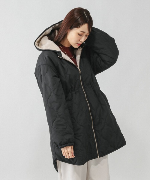 GLOBAL WORK（グローバルワーク）の「撥水キルトファーコート/499671（ブルゾン・レディース・モカ/ブラック・MEDIUM/LARGE）」の18枚目の写真