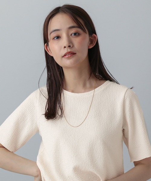 GLOBAL WORK（グローバルワーク）の「MATINEE LINE/ポコポコクルー半袖T/575120（Tシャツ/カットソー・レディース・ダークブラウン/ブラック/オフホワイト・LARGE/MEDIUM）」の2枚目の写真