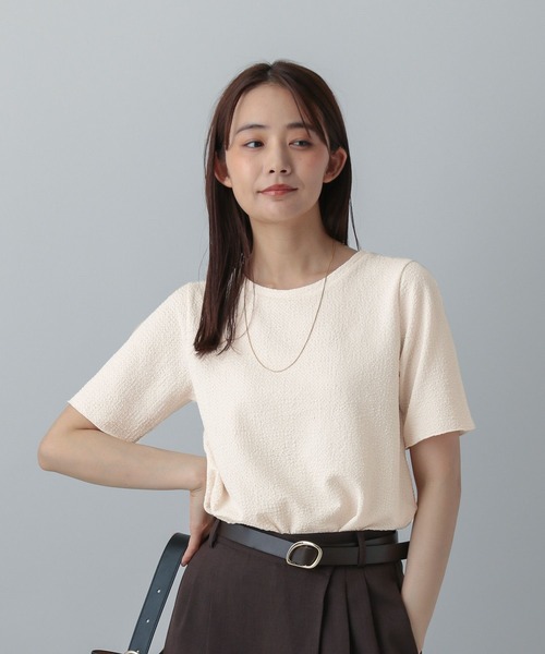 GLOBAL WORK（グローバルワーク）の「MATINEE LINE/ポコポコクルー半袖T/575120（Tシャツ/カットソー・レディース・ダークブラウン/ブラック/オフホワイト・LARGE/MEDIUM）」の6枚目の写真