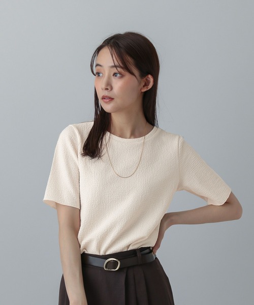 GLOBAL WORK（グローバルワーク）の「MATINEE LINE/ポコポコクルー半袖T/575120（Tシャツ/カットソー・レディース・ダークブラウン/ブラック/オフホワイト・LARGE/MEDIUM）」の7枚目の写真