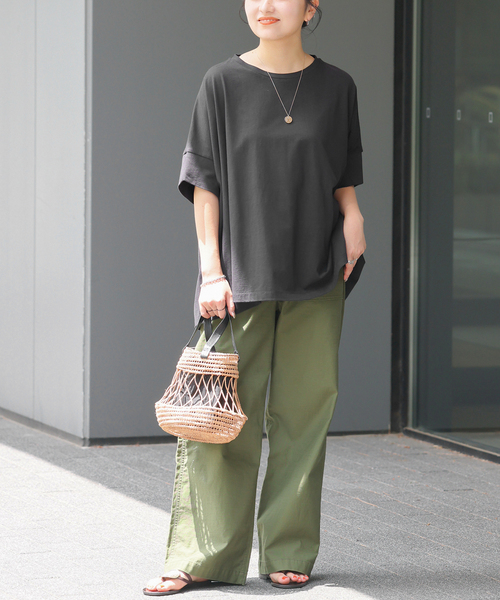 JOURNAL STANDARD relume（ジャーナルスタンダード　レリューム）の「《追加4》オーガニックコットン汗ジミ防止ワイドT（Tシャツ/カットソー・レディース・グレー/ブラック/ライトグレー/ホワイト・FREE）」の5枚目の写真
