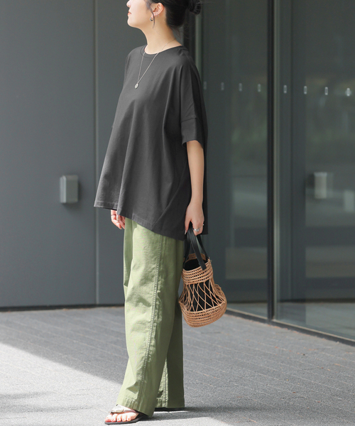 JOURNAL STANDARD relume（ジャーナルスタンダード　レリューム）の「《追加4》オーガニックコットン汗ジミ防止ワイドT（Tシャツ/カットソー・レディース・グレー/ブラック/ライトグレー/ホワイト・FREE）」の7枚目の写真