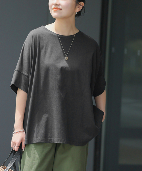 JOURNAL STANDARD relume（ジャーナルスタンダード　レリューム）の「《追加4》オーガニックコットン汗ジミ防止ワイドT（Tシャツ/カットソー・レディース・グレー/ブラック/ライトグレー/ホワイト・FREE）」の8枚目の写真