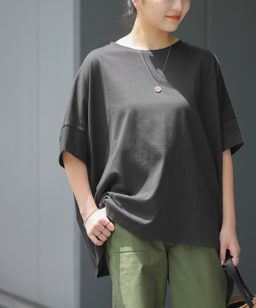 JOURNAL STANDARD relume（ジャーナルスタンダード　レリューム）の「《追加4》オーガニックコットン汗ジミ防止ワイドT（Tシャツ/カットソー・レディース・グレー/ブラック/ライトグレー/ホワイト・FREE）」の9枚目の写真