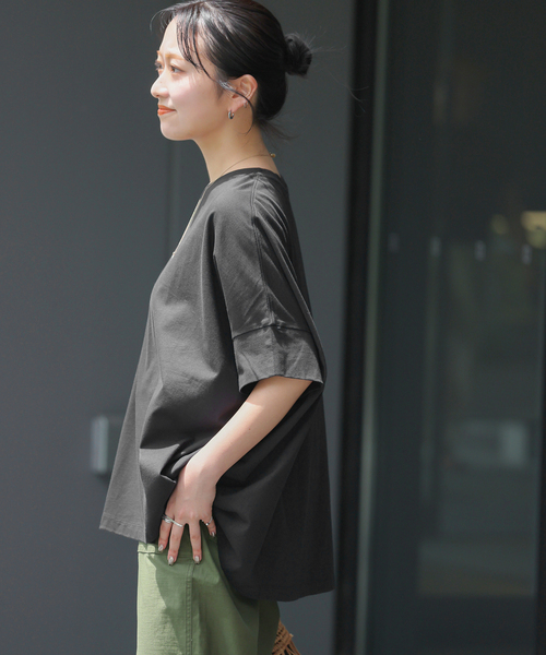 JOURNAL STANDARD relume（ジャーナルスタンダード　レリューム）の「《追加4》オーガニックコットン汗ジミ防止ワイドT（Tシャツ/カットソー・レディース・グレー/ブラック/ライトグレー/ホワイト・FREE）」の10枚目の写真