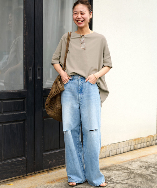JOURNAL STANDARD relume（ジャーナルスタンダード　レリューム）の「《追加4》オーガニックコットン汗ジミ防止ワイドT（Tシャツ/カットソー・レディース・グレー/ブラック/ライトグレー/ホワイト・FREE）」の21枚目の写真