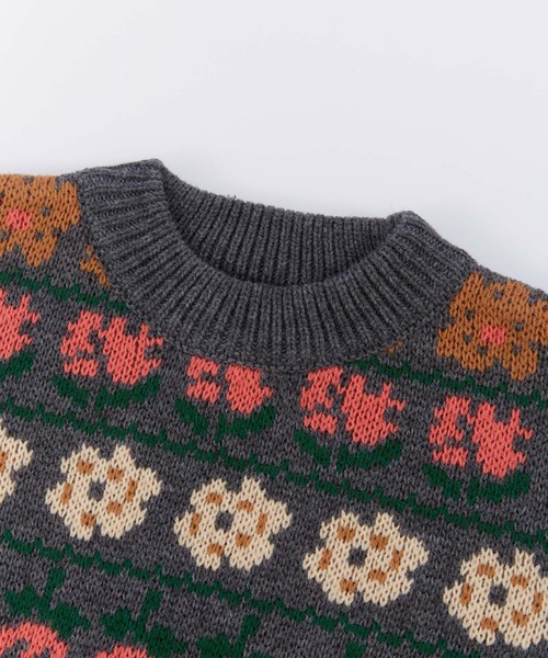 Ocean&Ground(オーシャン&グラウンド)の「フラワーフリルセーター(ニット/セーター・キッズ・ブルー系その他/グレー・90/100/110/120/130/140)」の7枚目の写真