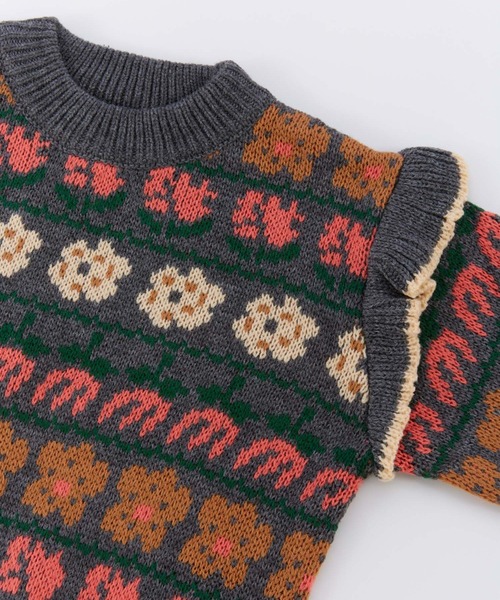 Ocean&Ground(オーシャン&グラウンド)の「フラワーフリルセーター(ニット/セーター・キッズ・ブルー系その他/グレー・90/100/110/120/130/140)」の10枚目の写真