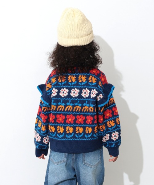 Ocean&Ground(オーシャン&グラウンド)の「フラワーフリルセーター(ニット/セーター・キッズ・ブルー系その他/グレー・90/100/110/120/130/140)」の5枚目の写真