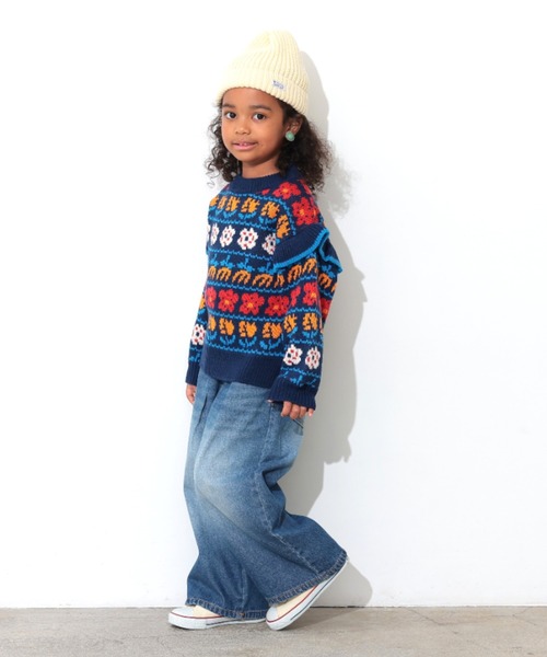 Ocean&Ground(オーシャン&グラウンド)の「フラワーフリルセーター(ニット/セーター・キッズ・ブルー系その他/グレー・90/100/110/120/130/140)」の13枚目の写真