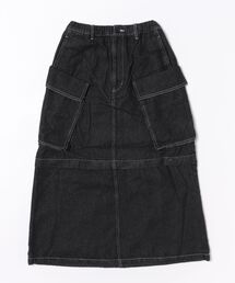 2WAY DETACHABLE MILITARY DENIM CARGO SKIRT