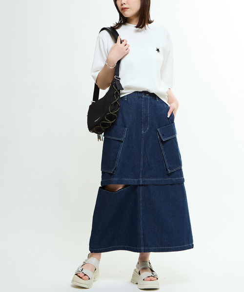 CONVERSE TOKYO（コンバーストウキョウ）の「2WAY DETACHABLE MILITARY DENIM CARGO SKIRT（スカート・レディース・ブラック/グレー/ネイビー・FREE）」の4枚目の写真