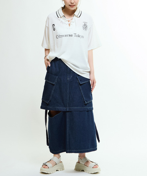 CONVERSE TOKYO（コンバーストウキョウ）の「2WAY DETACHABLE MILITARY DENIM CARGO SKIRT（スカート・レディース・ブラック/グレー/ネイビー・FREE）」の9枚目の写真