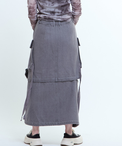 CONVERSE TOKYO（コンバーストウキョウ）の「2WAY DETACHABLE MILITARY DENIM CARGO SKIRT（スカート・レディース・ブラック/グレー/ネイビー・FREE）」の12枚目の写真