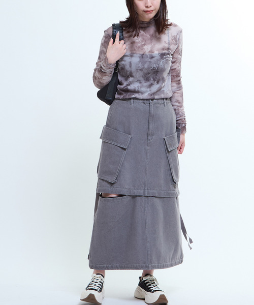 CONVERSE TOKYO（コンバーストウキョウ）の「2WAY DETACHABLE MILITARY DENIM CARGO SKIRT（スカート・レディース・ブラック/グレー/ネイビー・FREE）」の13枚目の写真