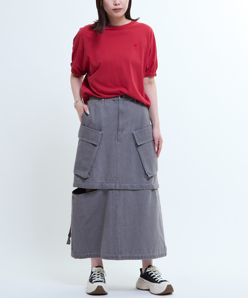 CONVERSE TOKYO（コンバーストウキョウ）の「2WAY DETACHABLE MILITARY DENIM CARGO SKIRT（スカート・レディース・ブラック/グレー/ネイビー・FREE）」の14枚目の写真