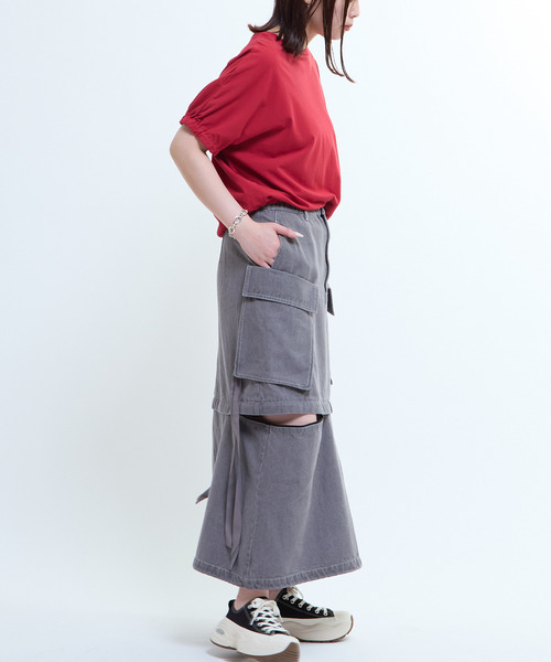 CONVERSE TOKYO（コンバーストウキョウ）の「2WAY DETACHABLE MILITARY DENIM CARGO SKIRT（スカート・レディース・ブラック/グレー/ネイビー・FREE）」の15枚目の写真