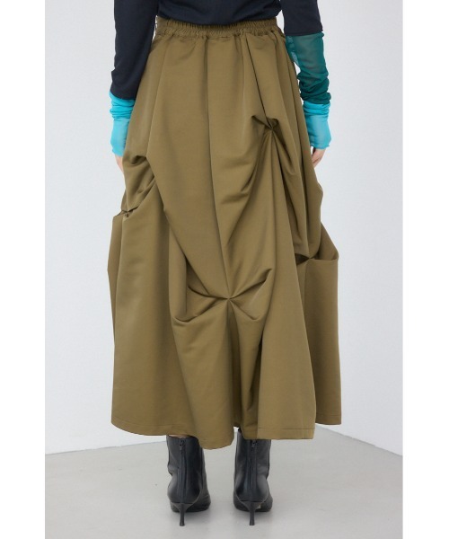 PLUS(プラス)の「【PLUS】ランダムタックフレアスカート(スカート・レディース・カーキ/ブラック・MEDIUM/SMALL)」の6枚目の写真