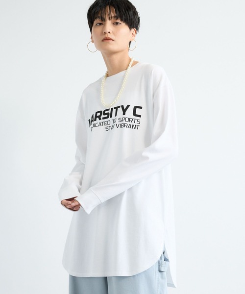 BARNYARDSTORM（バンヤードストーム）の「BARNYARDSTORM / ラウンドヘムロゴＴ / マシンウォッシャブル（Tシャツ/カットソー・レディース・ホワイト/チャコールグレー・FREE）」の9枚目の写真