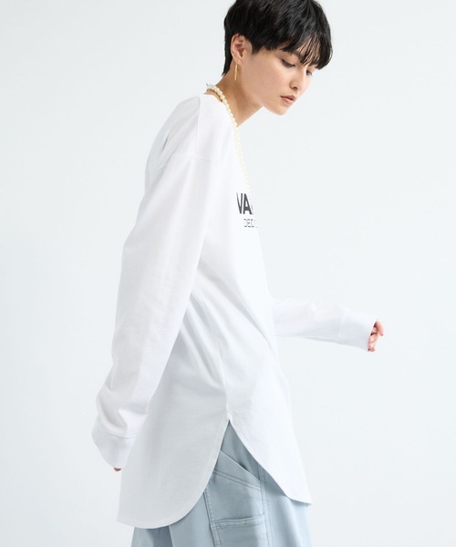 BARNYARDSTORM（バンヤードストーム）の「BARNYARDSTORM / ラウンドヘムロゴＴ / マシンウォッシャブル（Tシャツ/カットソー・レディース・ホワイト/チャコールグレー・FREE）」の11枚目の写真