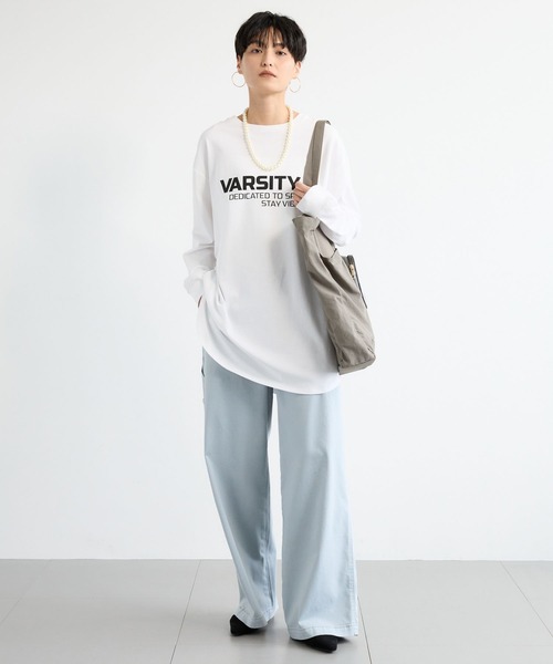 BARNYARDSTORM（バンヤードストーム）の「BARNYARDSTORM / ラウンドヘムロゴＴ / マシンウォッシャブル（Tシャツ/カットソー・レディース・ホワイト/チャコールグレー・FREE）」の5枚目の写真