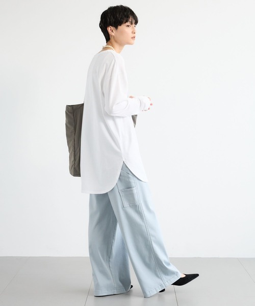 BARNYARDSTORM（バンヤードストーム）の「BARNYARDSTORM / ラウンドヘムロゴＴ / マシンウォッシャブル（Tシャツ/カットソー・レディース・ホワイト/チャコールグレー・FREE）」の6枚目の写真