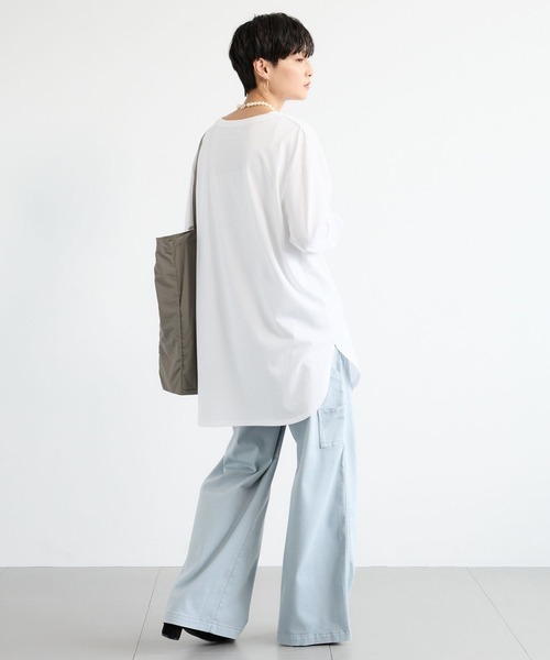 BARNYARDSTORM（バンヤードストーム）の「BARNYARDSTORM / ラウンドヘムロゴＴ / マシンウォッシャブル（Tシャツ/カットソー・レディース・ホワイト/チャコールグレー・FREE）」の7枚目の写真