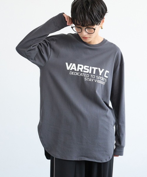 BARNYARDSTORM（バンヤードストーム）の「BARNYARDSTORM / ラウンドヘムロゴＴ / マシンウォッシャブル（Tシャツ/カットソー・レディース・ホワイト/チャコールグレー・FREE）」の3枚目の写真