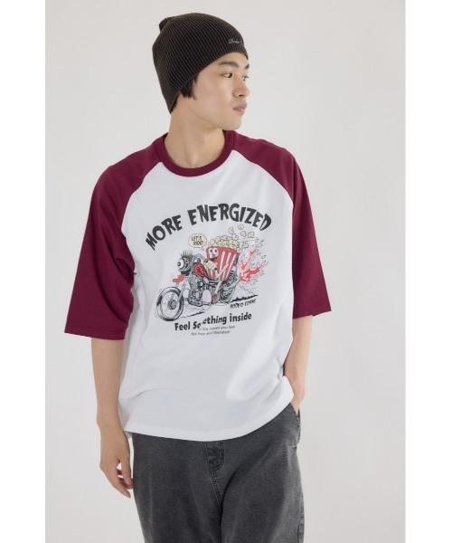 RODEO CROWNS WIDE BOWL(ロデオクラウンズワイドボウル)の「ロッドカスタム5分袖Tシャツ(Tシャツ/カットソー・メンズ・ホワイト/マジェンタ/ブラック・MEDIUM/LARGE)」の3枚目の写真