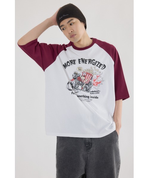 RODEO CROWNS WIDE BOWL(ロデオクラウンズワイドボウル)の「ロッドカスタム5分袖Tシャツ(Tシャツ/カットソー・メンズ・ホワイト/マジェンタ/ブラック・MEDIUM/LARGE)」の4枚目の写真