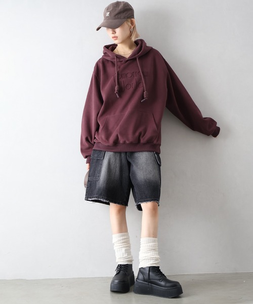 SpRay（スプレイ）の「ロゴ刺しゅうビッグパーカー（パーカー・レディース・ボルドー/アイボリー/チャコールグレー/グレー/ブラウン・FREE）」の9枚目の写真