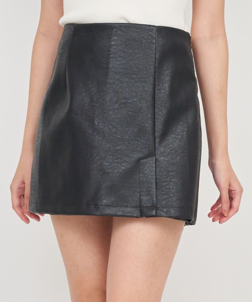 セール】フェイクビンテージレザーミニスカパン（スカート）｜ROYAL