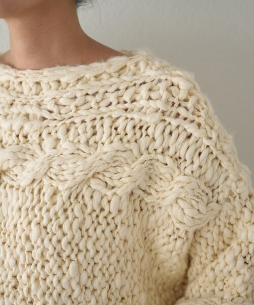 BEARDSLEY（ビアズリー）の「《15 quinze》棒針ケーブルプルオーバー（ニット/セーター・レディース・アイボリー・FREE）」の8枚目の写真