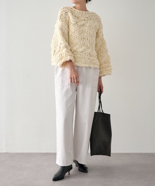 BEARDSLEY（ビアズリー）の「《15 quinze》棒針ケーブルプルオーバー（ニット/セーター・レディース・アイボリー・FREE）」の17枚目の写真