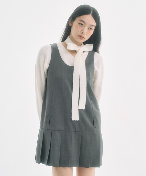 low waist mini pleats dress / ローウエストミニ丈プリーツワンピース