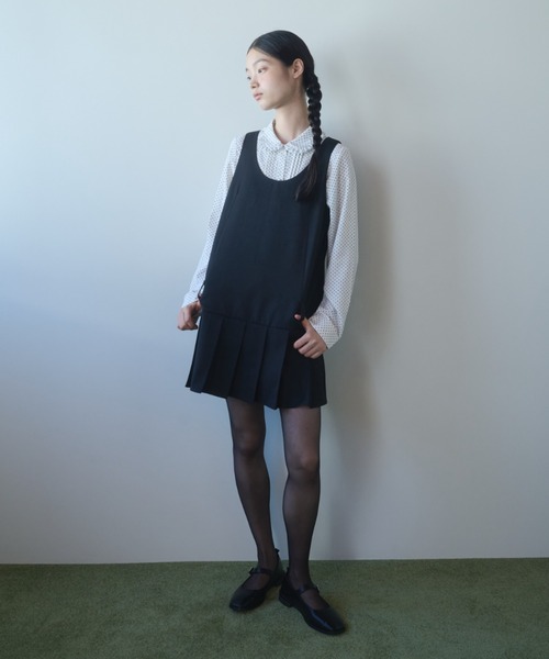 fekete low waist mini pleats dress ワンピース セール】low waist mini pleats dress / ローウエストミニ丈プリーツ