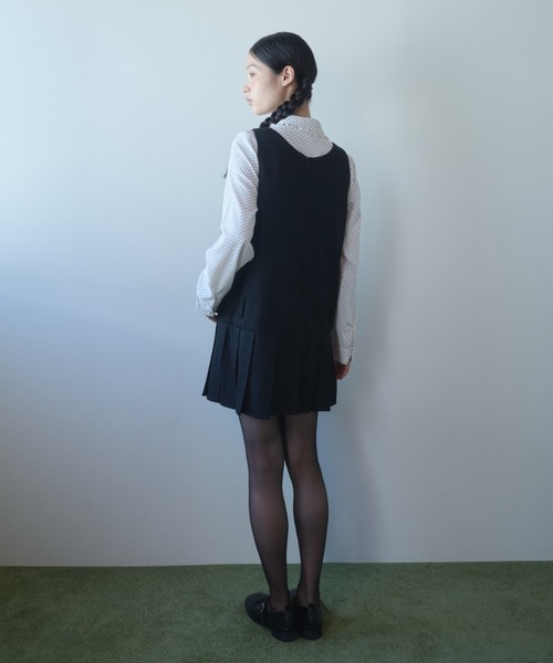fekete low waist mini pleats dress ワンピース low waist mini pleats dress / ローウエストミニ丈プリーツワンピース