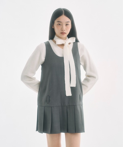 fekete low waist mini pleats dress ワンピース low waist mini pleats dress / ローウエストミニ丈プリーツワンピース