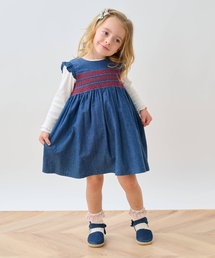 デニムスモッキングジャンパースカート